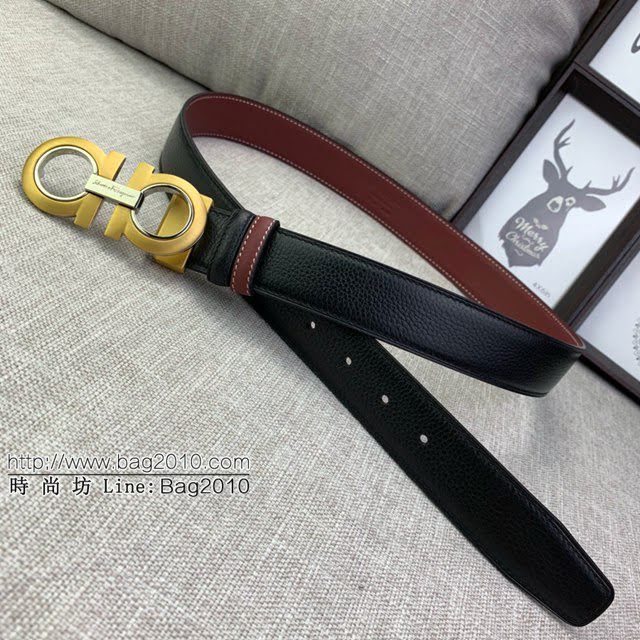 菲拉格慕男士皮帶 Ferragamo雙面牛皮紋理腰帶  jjp1939